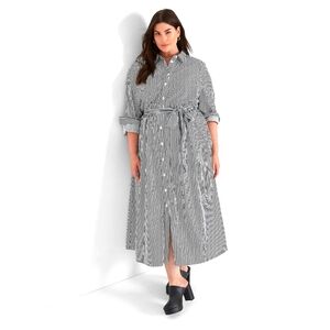 Lane Bryant Black & White Striped Long Sleeve Shirt Dress 20W